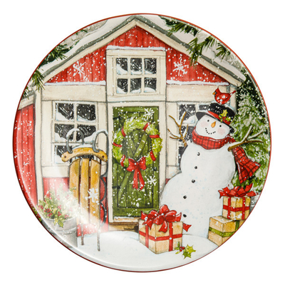 Тарелка закусочная 23 см, керамика, CER37256-3, Дом снеговика, Certified International