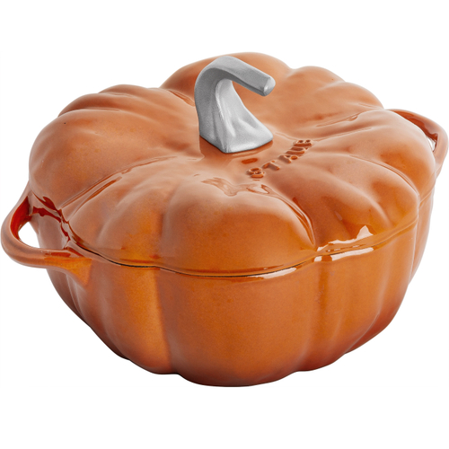 Чугунная эмалированная кастрюля с крышкой "Тыква", объем 3.31 л, диаметр 24 см, цвет: корица, кокот Staub