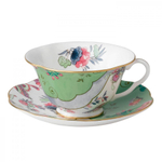 Чашка чайная с блюдцем Wedgwood Бабочки и цветы Букет 185 мл, фарфор, зеленый