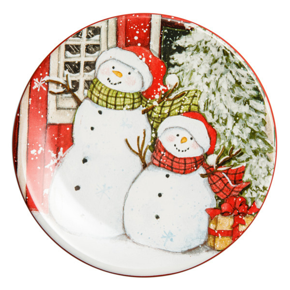Тарелка пирожковая "Два снеговика" 15 см, керамика, CER37261-2, Дом снеговика, Certified International