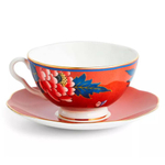 Чашка чайная с блюдцем Wedgwood Пионы 320 мл, фарфор, красная