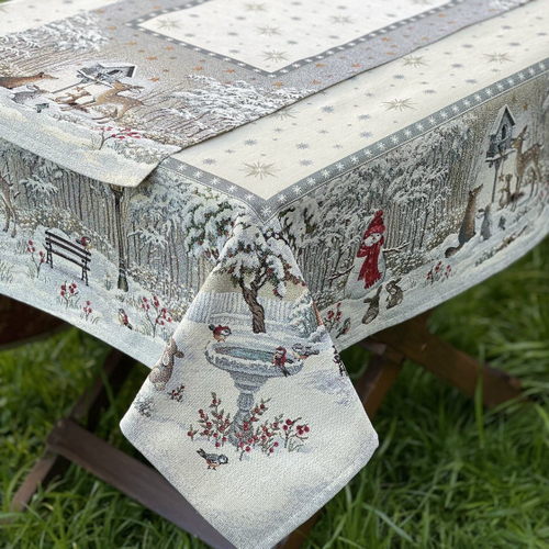 Скатерть 140x180 см, коллекция "Лесные друзья у кормушки", Le Gobelin