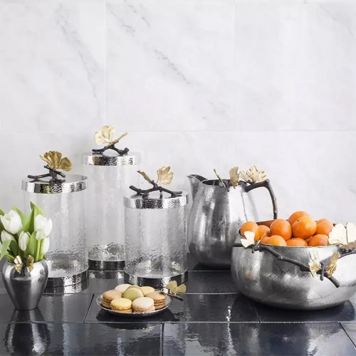 Банка для сыпучих продуктов Michael Aram Бабочки гинкго 22 см, стекло