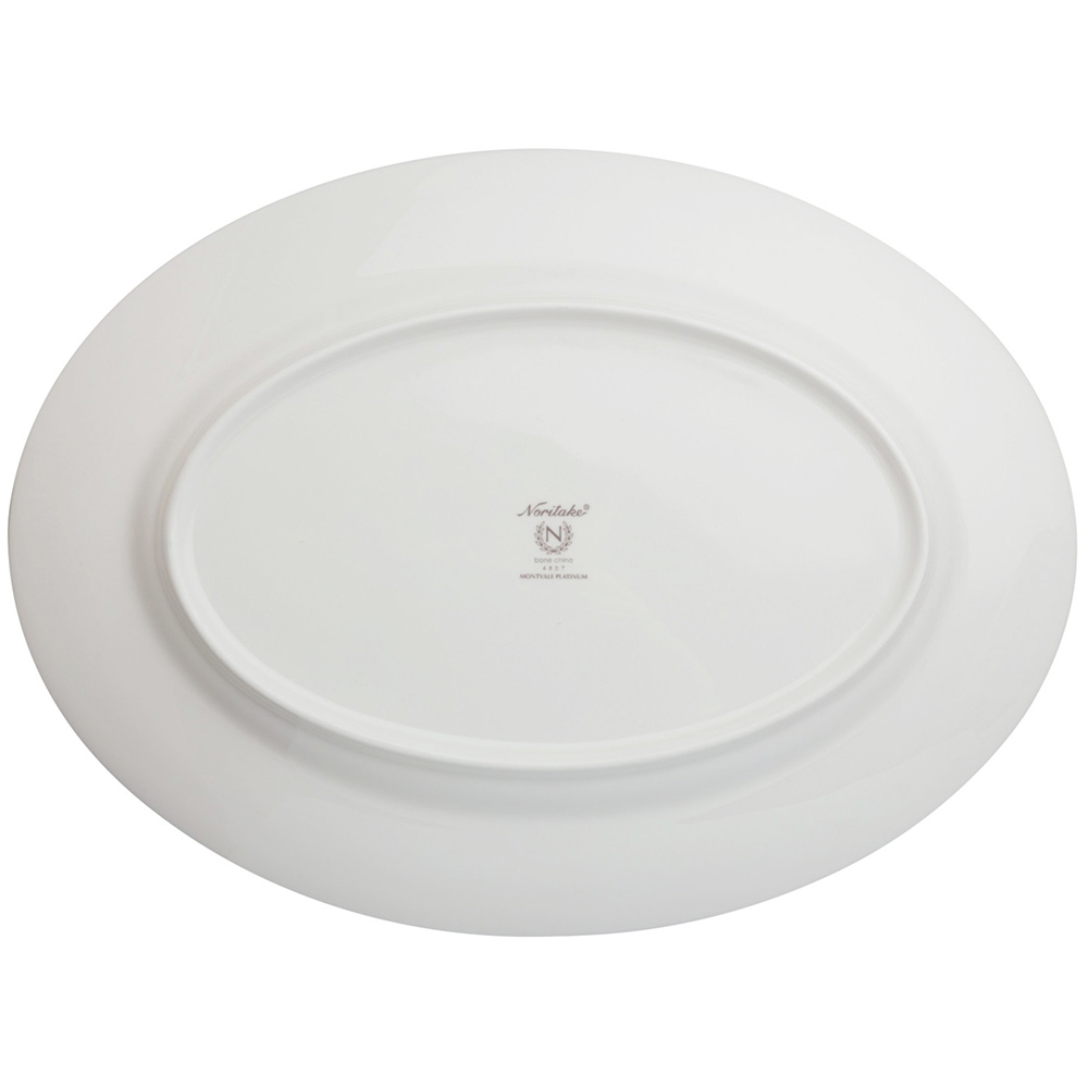 Блюдо овальное Noritake Монтвейл Платиновый кант 31 см, фарфор костяной