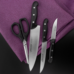 Набор кухонных ножей 3 шт и ножниц, черный, 152600, Maitre, Arcos