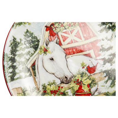 Тарелка закусочная "Лошадь белая" 23 см, керамика, CER37286-1, Рождество в усадьбе, Certified International