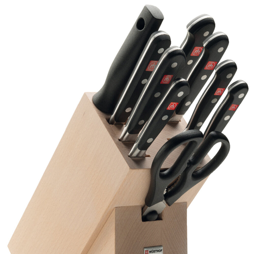Набор кухонных ножей 6 шт.+кухонные ножницы+кухонная вилка+мусат на св.дерев.подставке 1090170901, Classic, Wuesthof