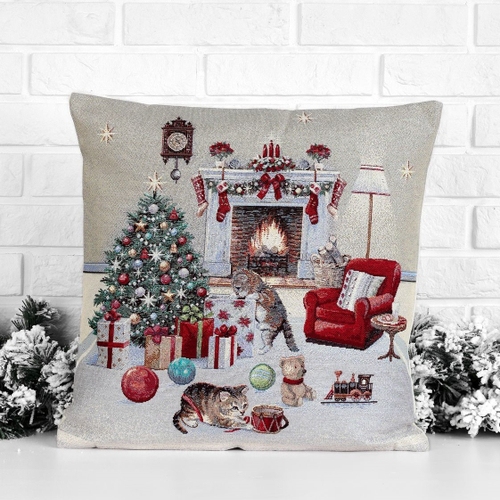 Наволочка 45x45 см, коллекция "Котята у камина", Le Gobelin