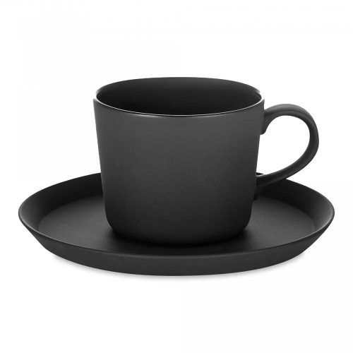 Чашка чайная с блюдцем Narumi 220 мл, фарфор костяной, черная матовая