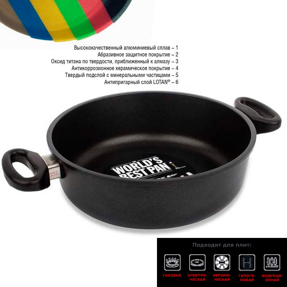 Купить Алюминиевый сотейник с антипригарным покрытием AMT824, 24 см, 3.0 л, Frying Pans, АМТ в онлайн-магазине Этикет