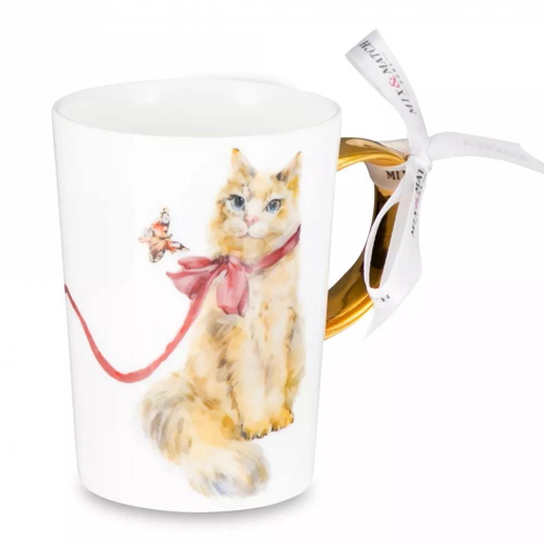 Кружка 450 мл Mix&Match Синергия Кошка милашка, золотистая ручка