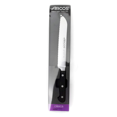 Нож для хлеба 18 см, из кованой высокоуглеродистой нержавеющей стали, черный, 2564, Clasica, Arcos