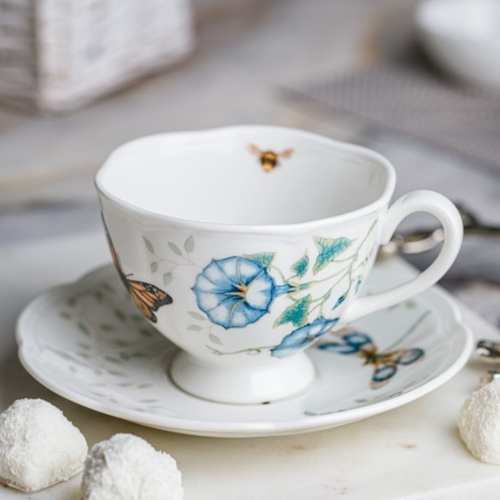 Чашка чайная с блюдцем 240 мл "Бабочка-Монарх", Бабочки на лугу, Lenox