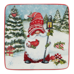 Тарелка пирожковая квадратная 15х15 см Certified Int. Рождественские гномы с фонарем