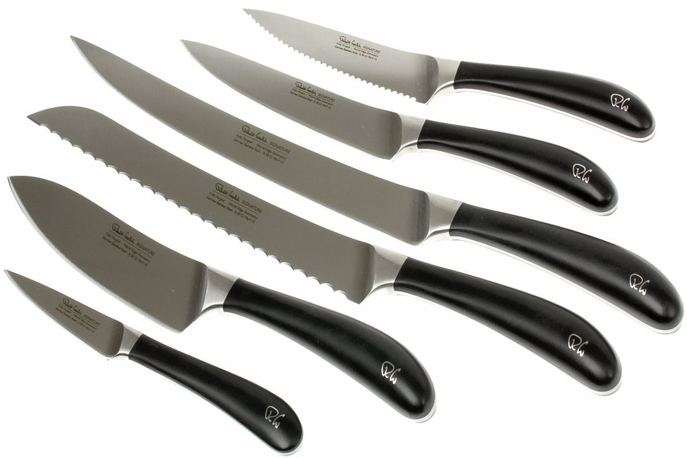 Набор 6 ножей и точилка в подставке, Signature Knife, Robert Welch