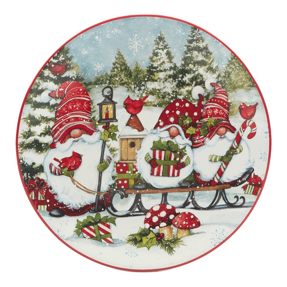 Тарелка закусочная 22 см Certified Int. Рождественские гномы на санях