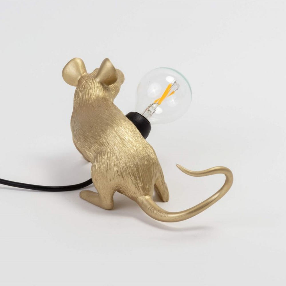 Настольная лампа Mouse Lamp Sitting GOLD USB, Seletti