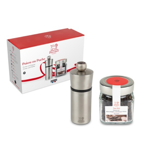 Набор Мельница Pocket Peugeot для перца + баночка перца Тан Хой