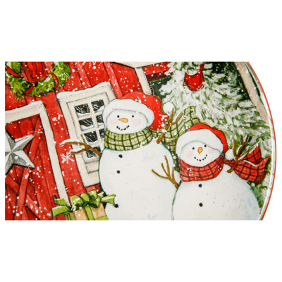 Тарелка закусочная "Два снеговика" 23 см, керамика, CER37256-2, Дом снеговика, Certified International