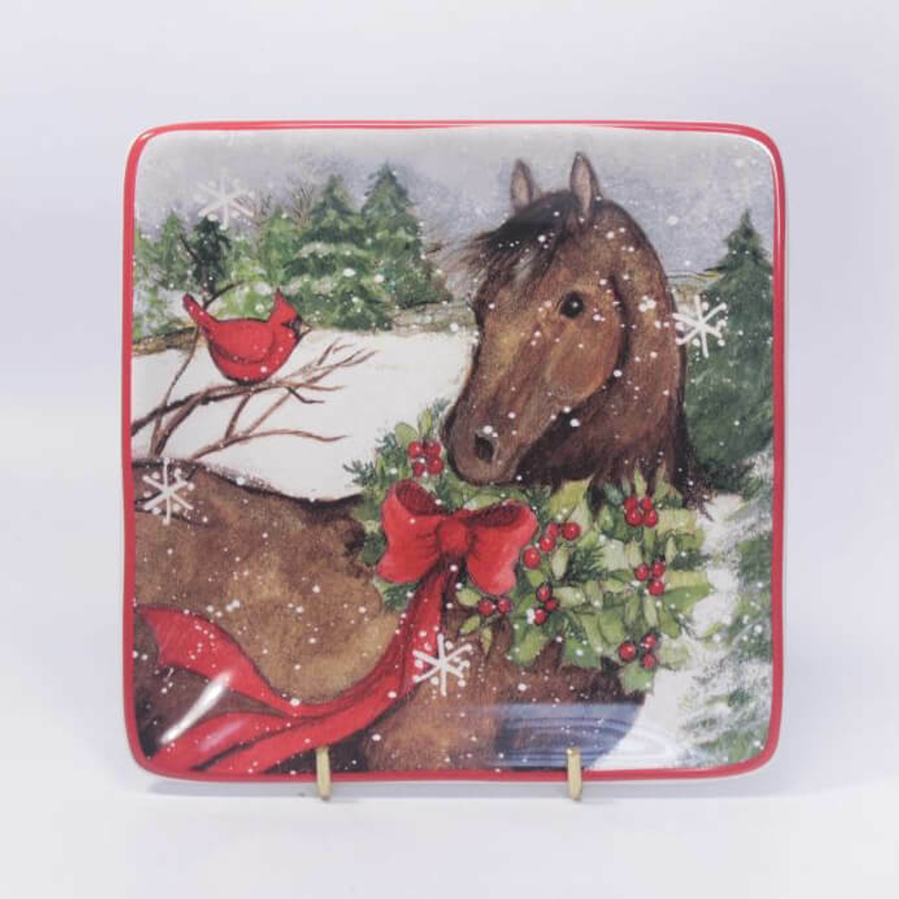 Тарелка пирожковая квадратная  15 см, керамика,CER22813, Рождество на ферме, Certified International