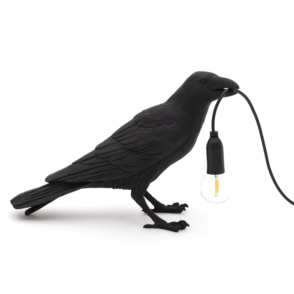 Настольная лампа Bird Waiting Black, Bird Lamp, Seletti