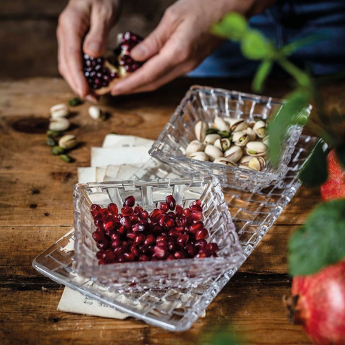 Менажница 3 предмета: прямоугольная тарелка + 2 квадратных салатника, Bossa Nova, Nachtmann