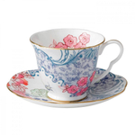 Чашка чайная с блюдцем Wedgwood Бабочки и цветы 185 мл, фарфор, голубой