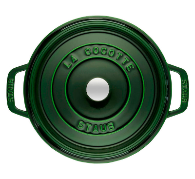 Этикет: Кокот круглый, 6,7 л, 28 см, зеленый базилик, La Cocotte, Staub - фото, отзыв в каталоге посуды