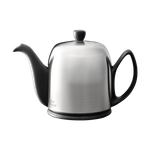 Чайник заварочный фарфоровый 900 мл, с ситечком, колпаком из нержавеющей стали, черный, 211993, Salam, Guy Degrenne