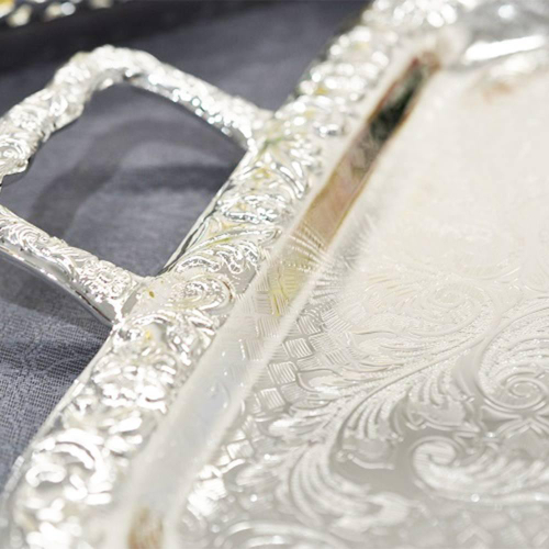 Поднос прямоугольный с ручками 44х25 см Queen Anne серебряный