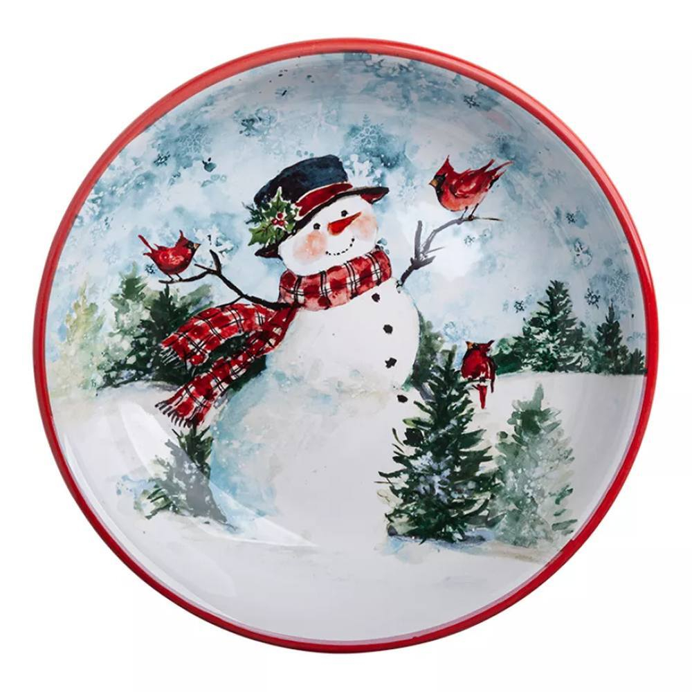 Тарелка суповая 23 см Certified Int. Снеговик белая