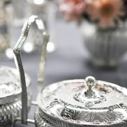 Набор вазочек для варенья с крышками и ложками 2 шт 27,5х12 см Queen Anne серебряный