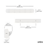 Вешалка настенная Flip, 50,8 см, белая/белая, 5 крючков, Umbra