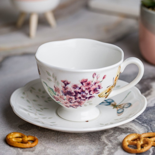 Чашка чайная с блюдцем 240 мл "Бабочка-Желтушка", Бабочки на лугу, Lenox