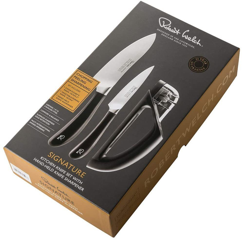 Набор кухонных ножей и точилка, 3 предмета, Signature Knife, Robert Welch