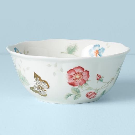 Салатник фарфоровый 1 л, круглый, золото, LEN891452, Бабочки на лугу, Lenox