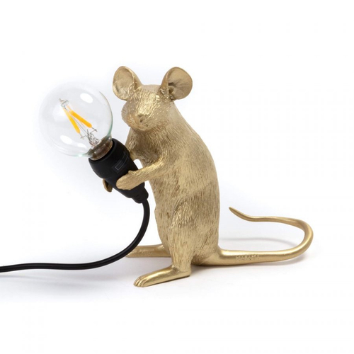 Настольная лампа Mouse Lamp Sitting GOLD USB, Seletti