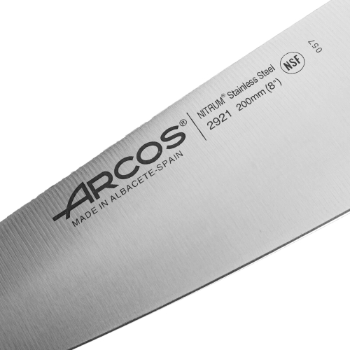 Поварской нож «Шеф» 20 см, из прокатной высокоуглеродистой нержавеющей стали, пластиковая рукоять, красный, 2900, Arcos