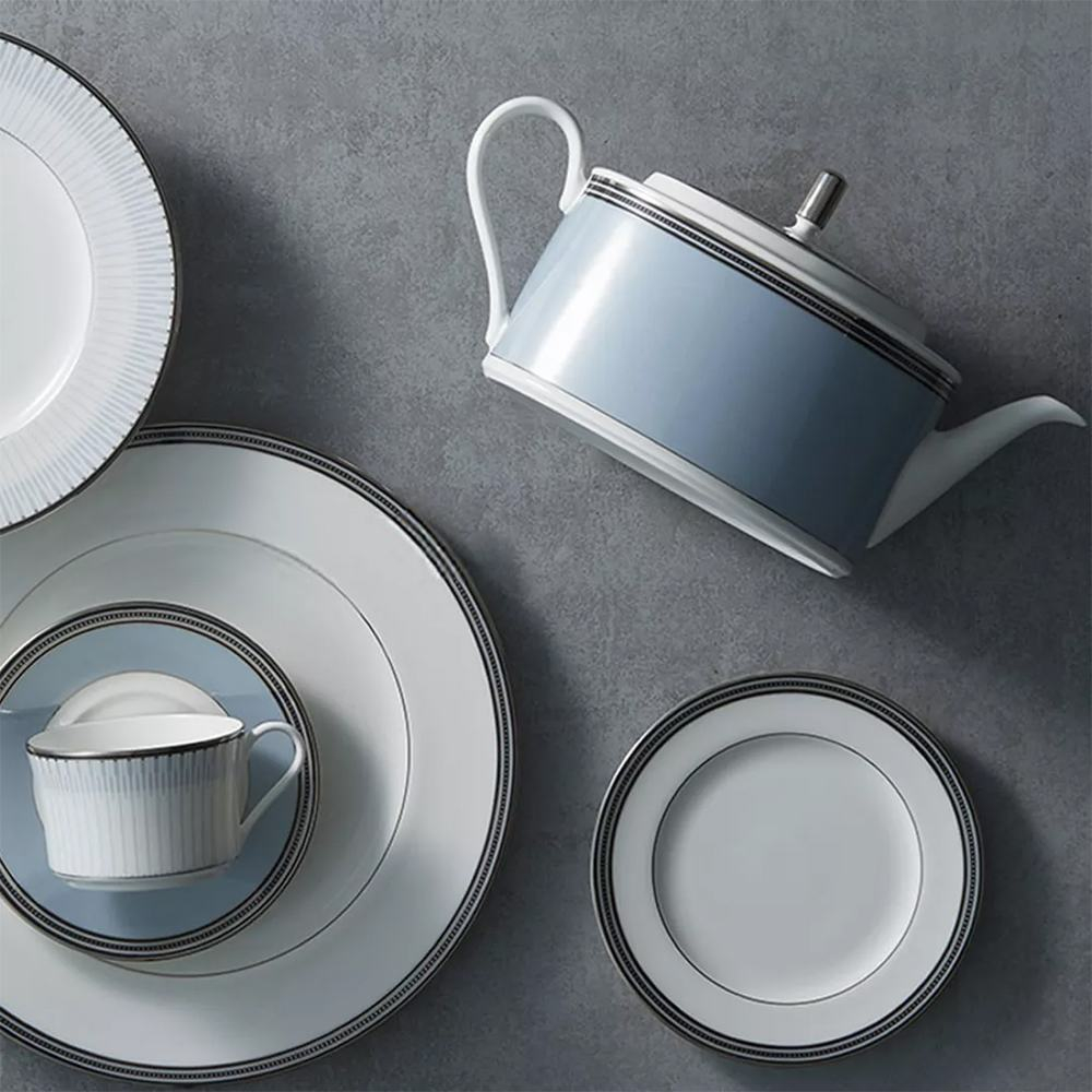 Тарелка пирожковая Noritake Богарт платиновый 16,5 см, фарфор костяной
