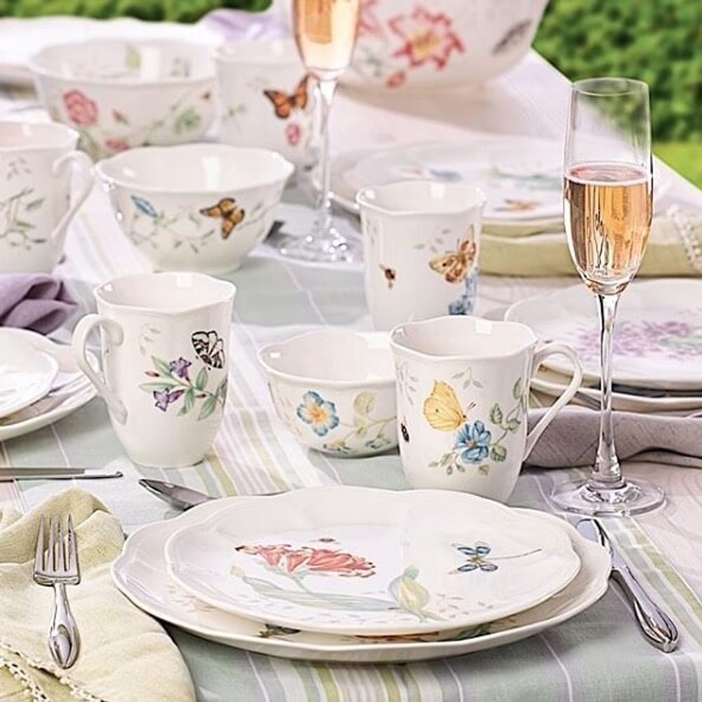 Тарелка акцентная "Стрекоза" 23 см, фарфор, LEN6083547, Бабочки на лугу, Lenox