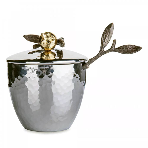 Сахарница с ложкой Michael Aram Гранат 11 см, сталь, оксидирование, золотая краска