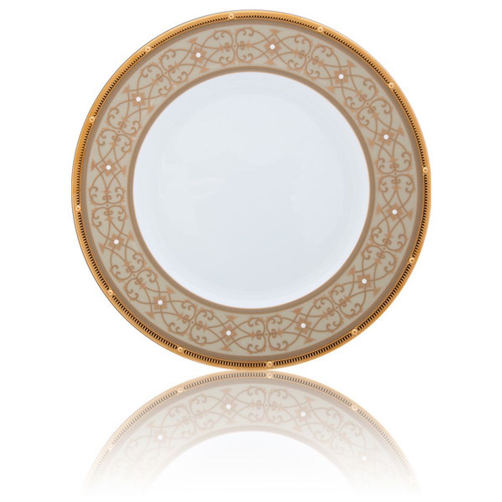 Тарелка акцентная Noritake Рочель Золотой кант 23 см, фарфор костяной