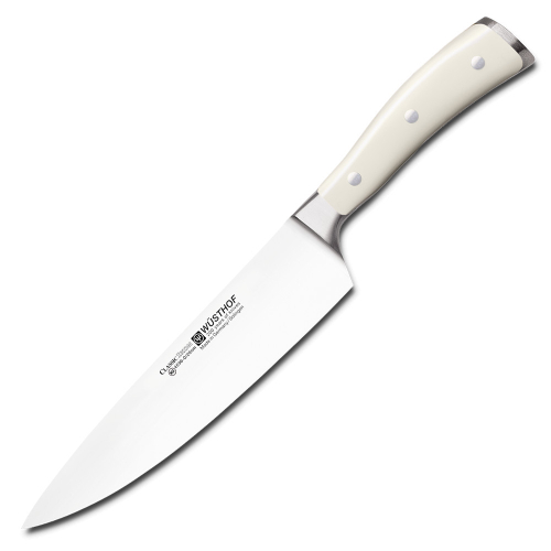 Нож профессиональный кухонный «Шеф» 1040430120, рукоять кремового цвета, длина лезвия 20 см, коллекция «Ikon Cream White», Wuesthof