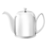 Чайник заварочный фарфоровый 1.5 л, с ситечком, колпаком из нержавеющей стали, белый, 211990, Salam, Guy Degrenne