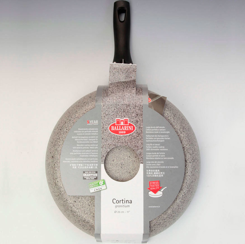 Сковорода глубокая из алюминия, c антипригарным покрытием, диаметр 28 см, высота 7 см, Cortina Granitium, Ballarini
