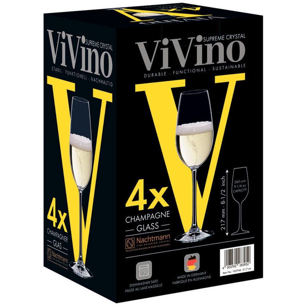 Подарочный Набор бокалов для шампанского 4шт, 260мл, VIvino, Nachtmann