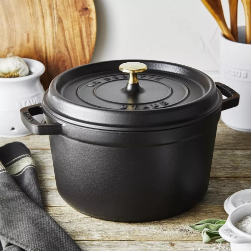 Кокот круглый, высокий, 24 см, 4,7 л черный, Staub