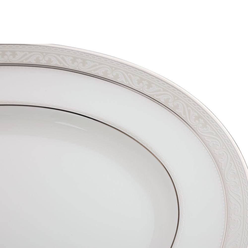 Блюдо овальное Noritake Монтвейл Платиновый кант 31 см, фарфор костяной