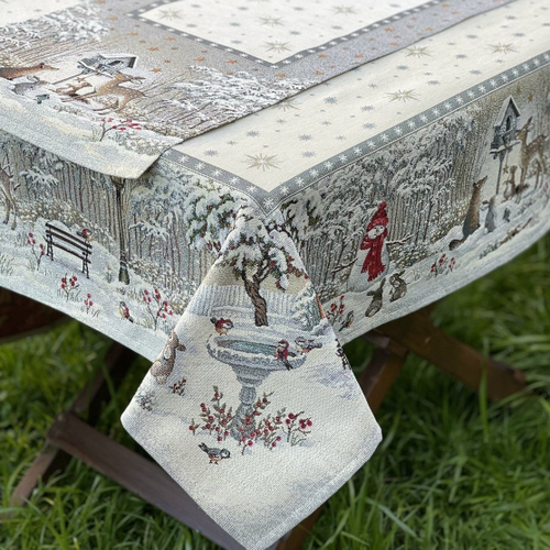 Скатерть 140x240 см, коллекция "Лесные друзья у кормушки", Le Gobelin