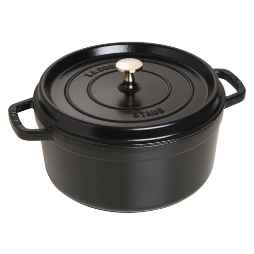 Кокот Staub, чугунный, круглый, объем 5.25 л, диаметр 26 см, черный
